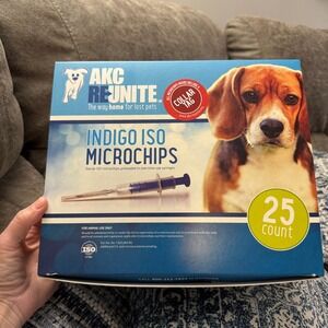 AKC Reunite Indigo ISO Microchips 25 Count Pet ID Exp 06/2029 Safety Protection